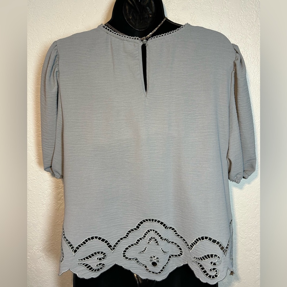 Adrianna Papell Womens Airflow Eyelet Embroidered Woven Crop Top - Picture 4 of 11